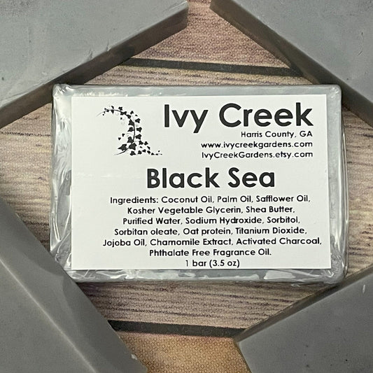 Ivy Creek Black Sea Soap | Natural Handmade Soap | Holistic Skincare | Activated Charcoal | Essential Oils | 3.5 oz bar