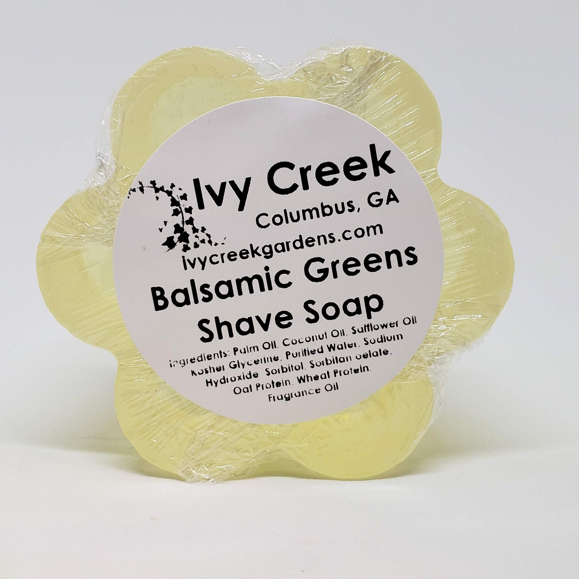 Ivy Creek Balsamic Greens Shave Soap - Glycerin-based, Fresh Scent, Prevents Razor Burn, 3.5 oz