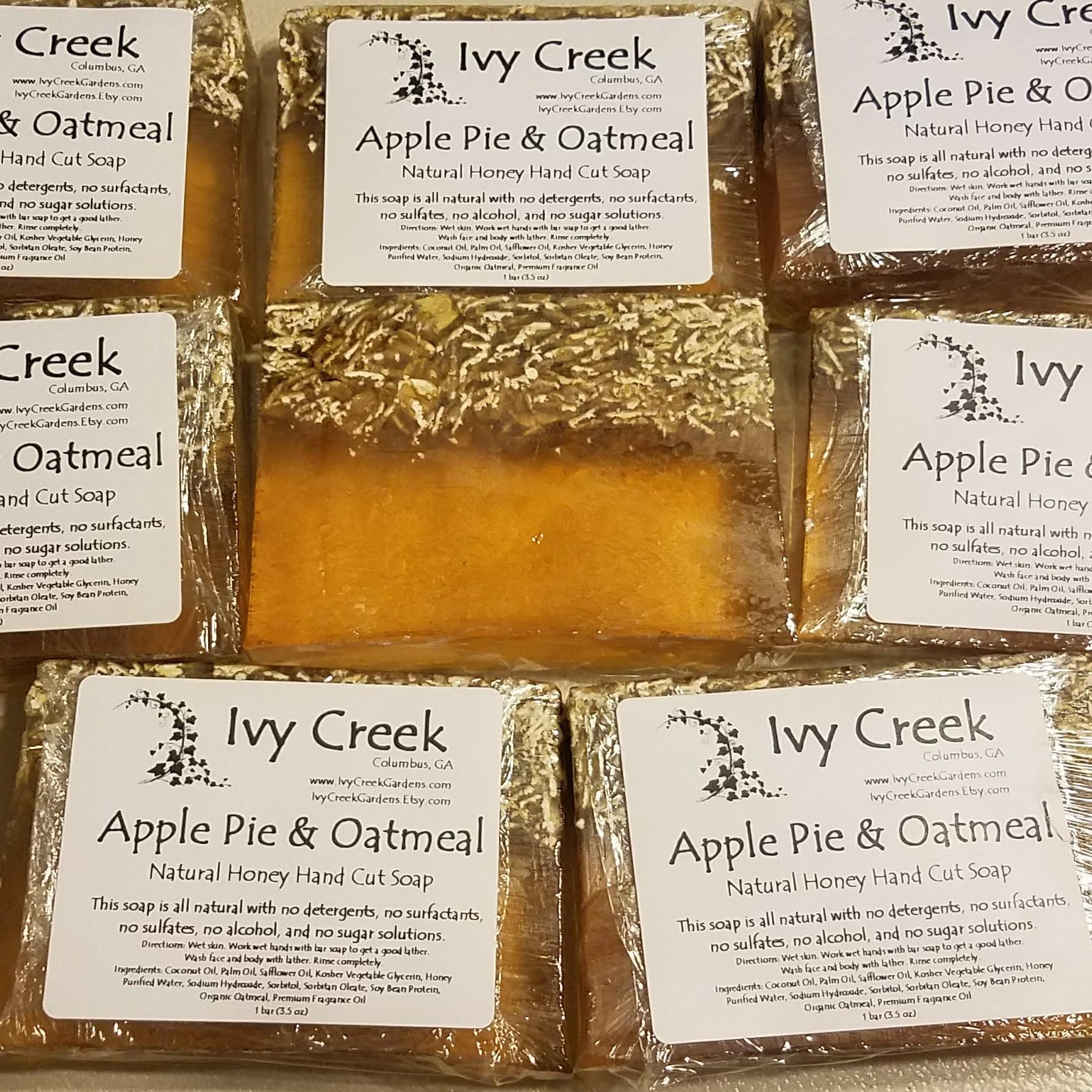 Ivy Creek Apple Pie & Oatmeal Honey Soap | Natural Soap | Holistic Soap | Shaving Soap | Gentle Soap - 4.5 oz