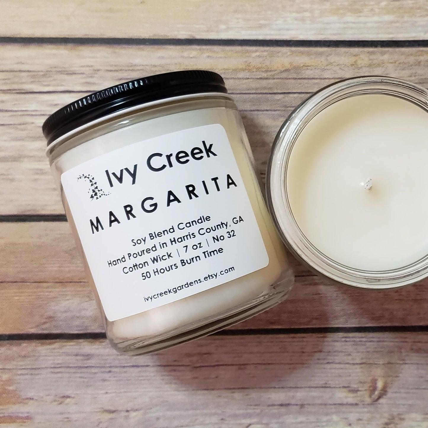 Ivy Creek No 32 | Margarita Soy Blend Candle | Hand Poured | 7 oz | Cotton Wick | Small Batch | Clean Burning | Container Candle