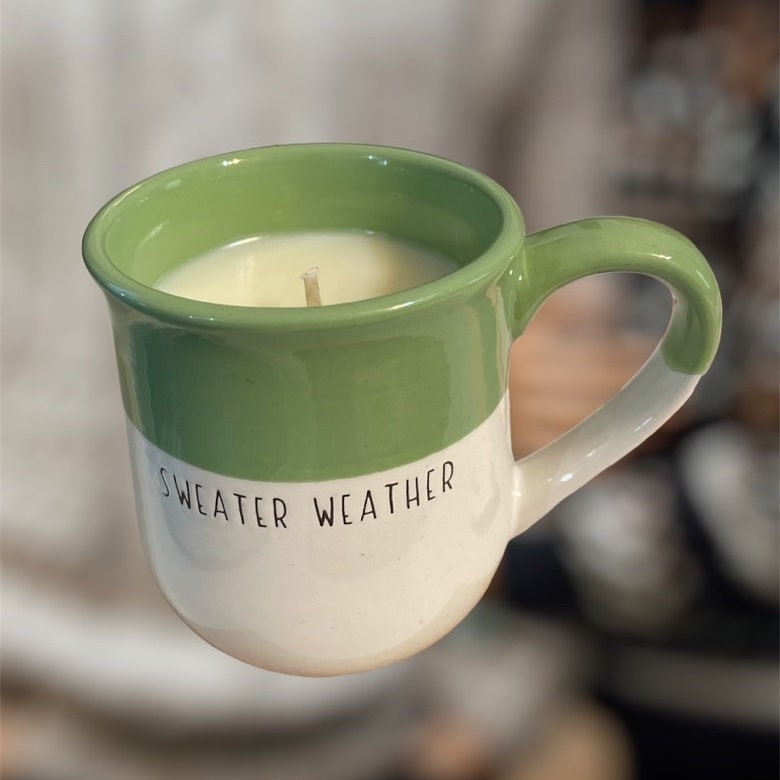 Sweater Weather Coffee Mug Candle | No 6 | Toasted Pumpkin Spice Soy Blend Candle | Hand Poured | 12 oz | Cotton Wick | Small Batch