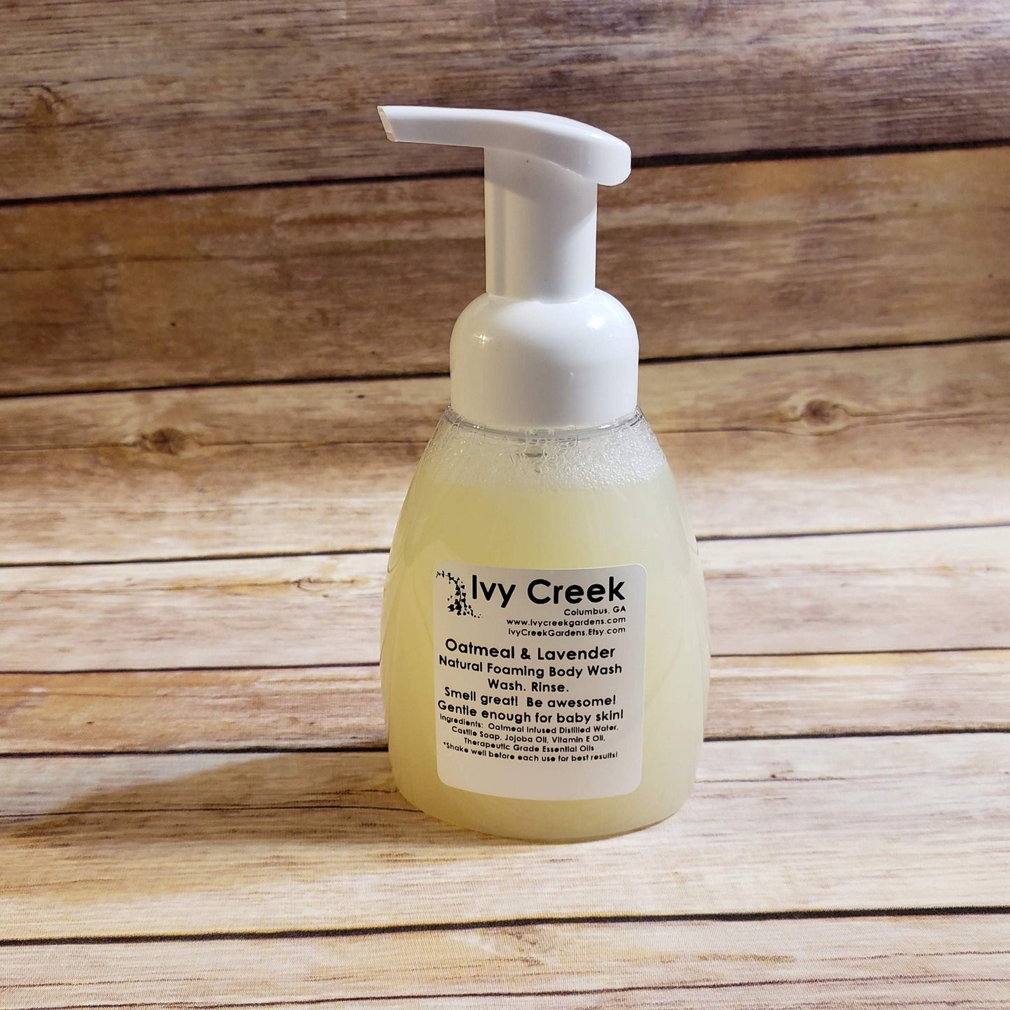Ivy Creek All Natural Oatmeal & Lavender Foaming Body Wash | 8 oz Bottle | Soothing and Nourishing