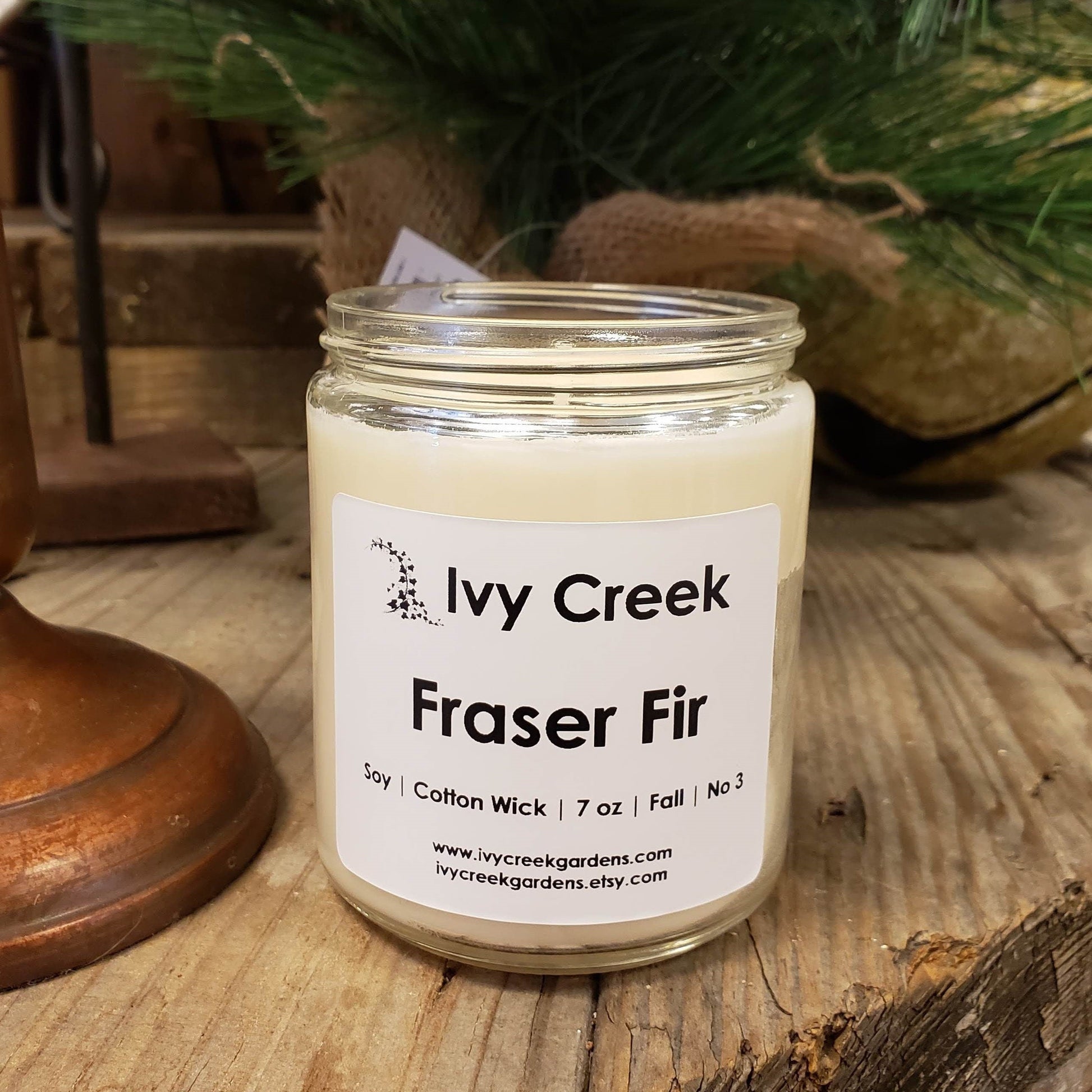 Ivy Creek No 3 | Fraser Fir Soy Blend Candle | Hand Poured | 7 oz | Cotton Wick | Small Batch | Clean Burning | Container Candle | Christmas