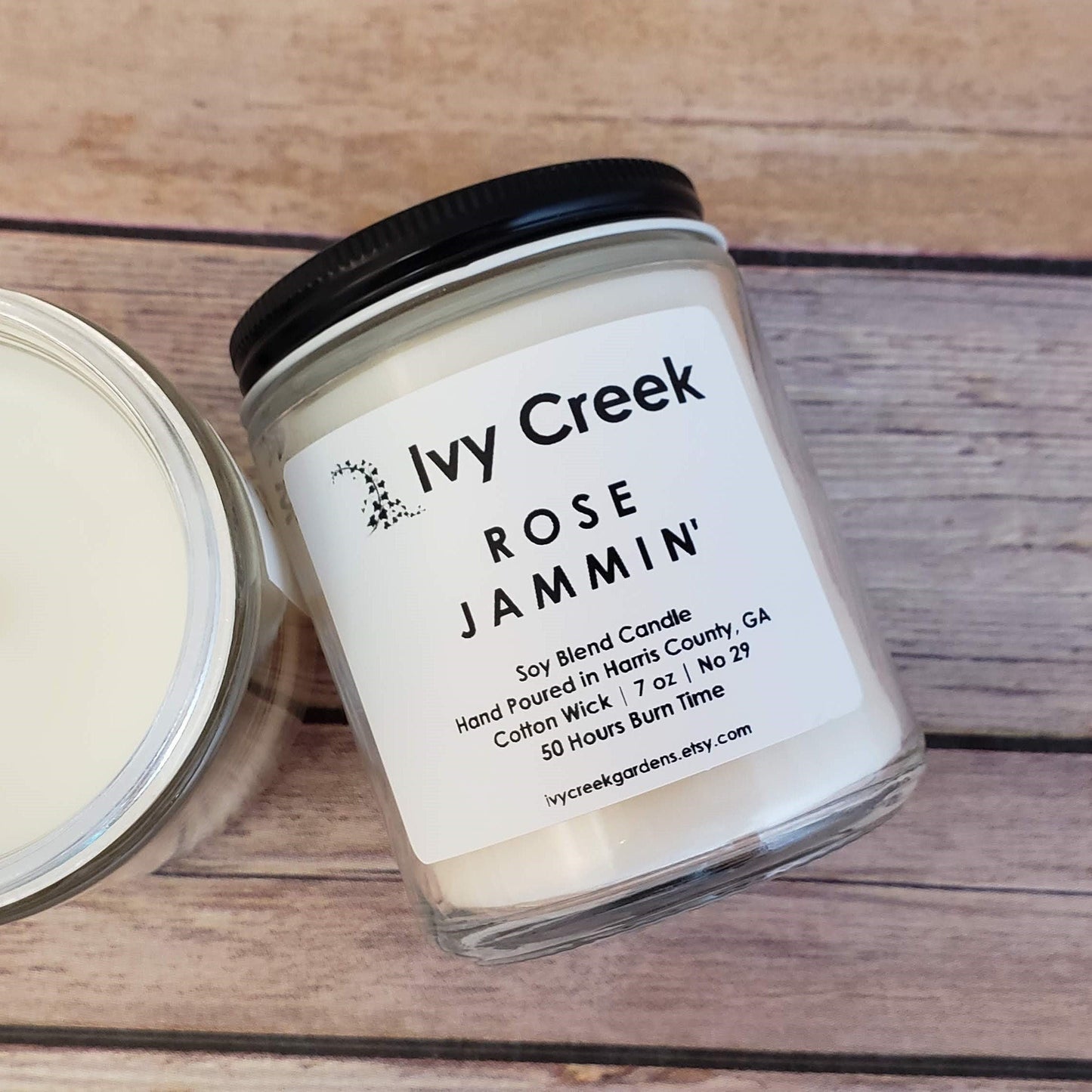 Ivy Creek No 29 Rose Jammin' Soy Blend Candle - 7 oz, Hand Poured, Cotton Wick, Small Batch, Clean Burning, Container Candle