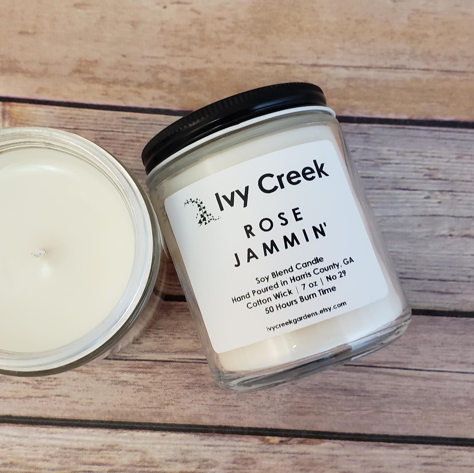 Ivy Creek No 29 Rose Jammin' Soy Blend Candle - 7 oz, Hand Poured, Cotton Wick, Small Batch, Clean Burning, Container Candle