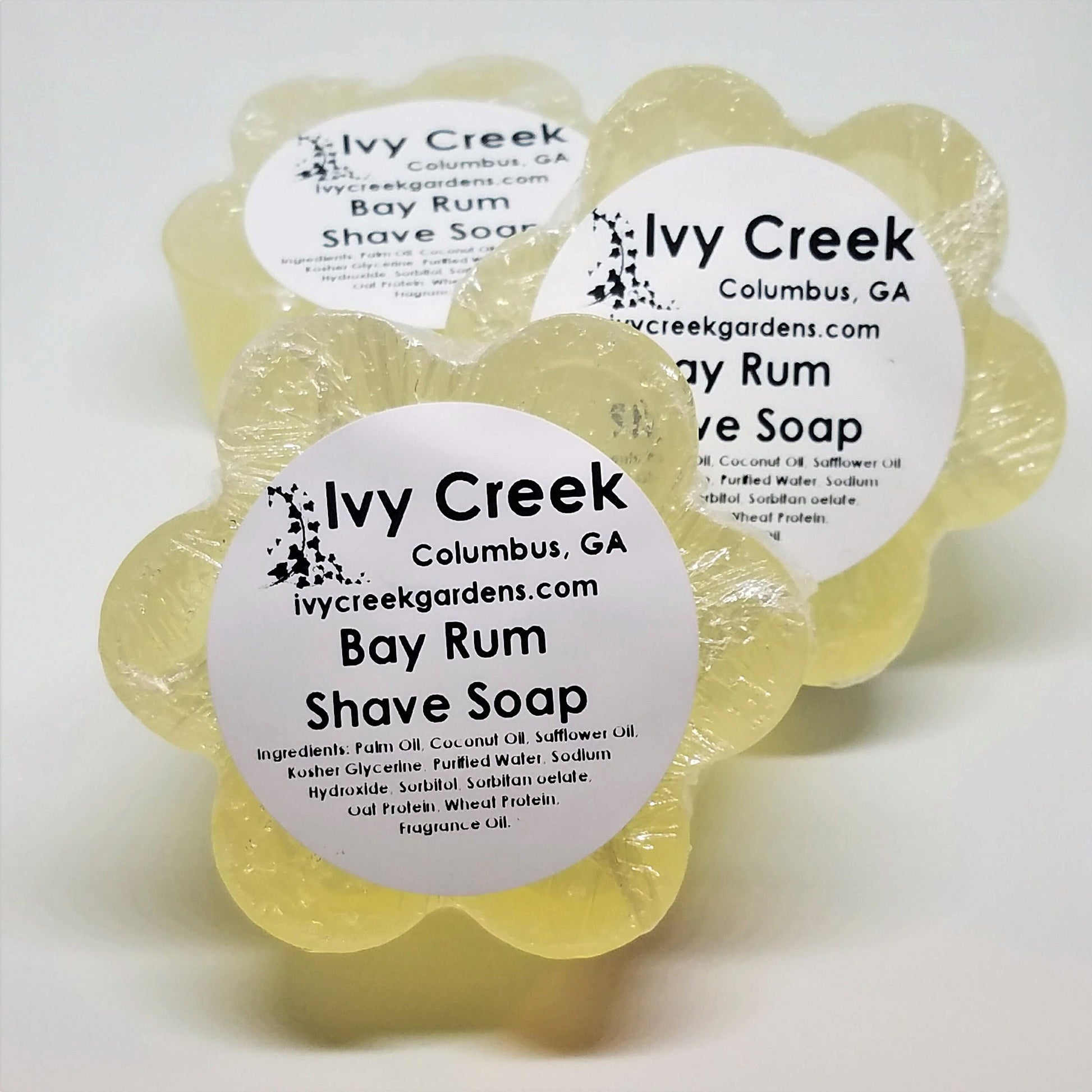 Ivy Creek Bay Rum Shave Soap - Glycerin-based, Intoxicating Masculine Scent, Prevents Razor Burn, 3.5 oz