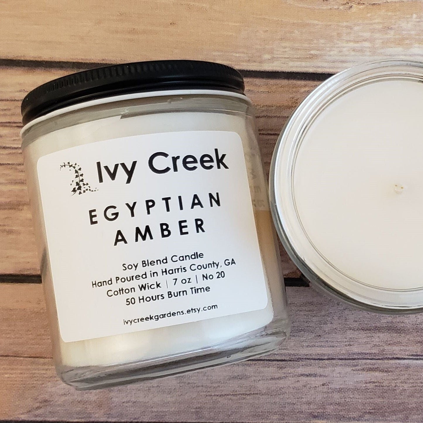 Ivy Creek No. 20 Egyptian Amber Soy Blend Candle | Hand-Poured | 7 oz | Cotton Wick | Small Batch | Clean Burning | Container Candle