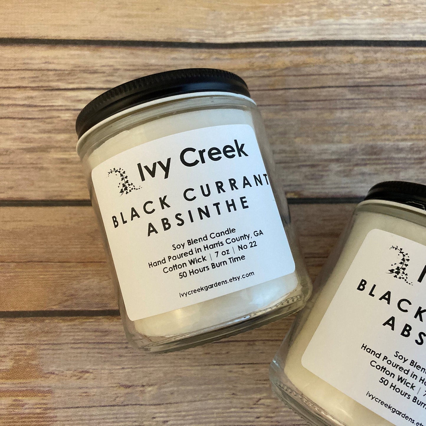 Ivy Creek No 22 | Black Currant Absinthe Soy Blend Candle | Hand Poured | 7 oz | Cotton Wick | Small Batch | Clean Burning