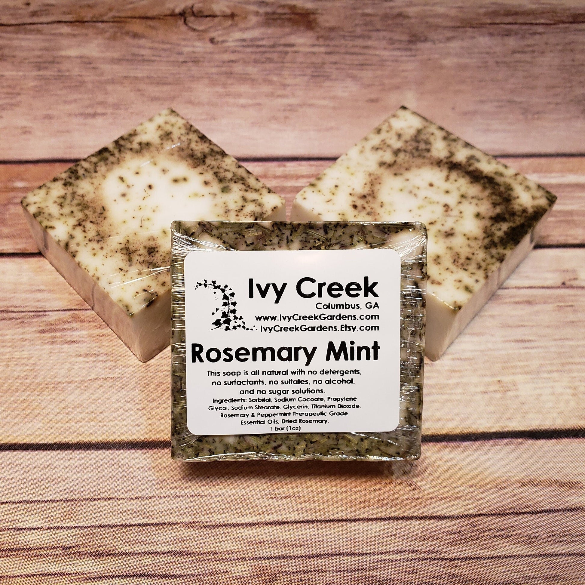 Ivy Creek Rosemary Mint Natural Bar Soap | Energizing and Refreshing | Holistic Soap Infused with Rosemary and Mint Essential Oils | 4.9 oz