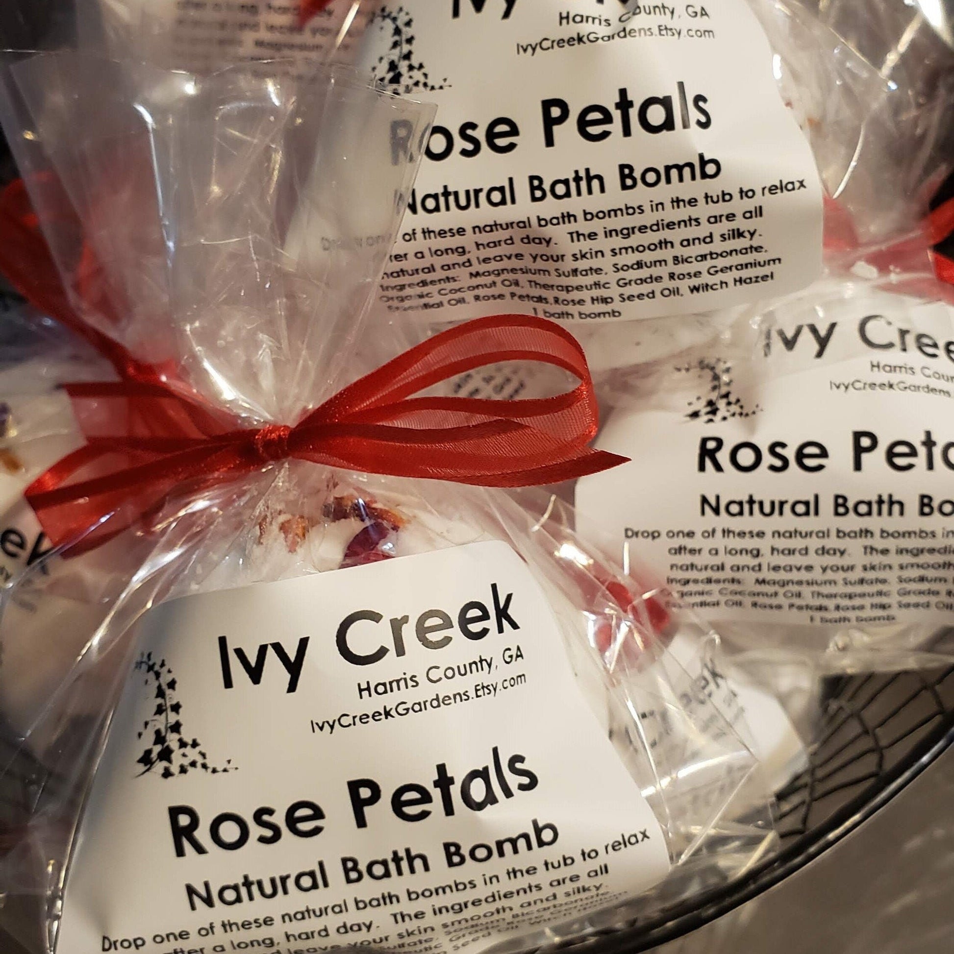 Ivy Creek Rose Petal Bath Bombs | Natural Bath Bomb for a Luxurious Bathing Experience | Bath and Body Essentials | Bath Fizzies