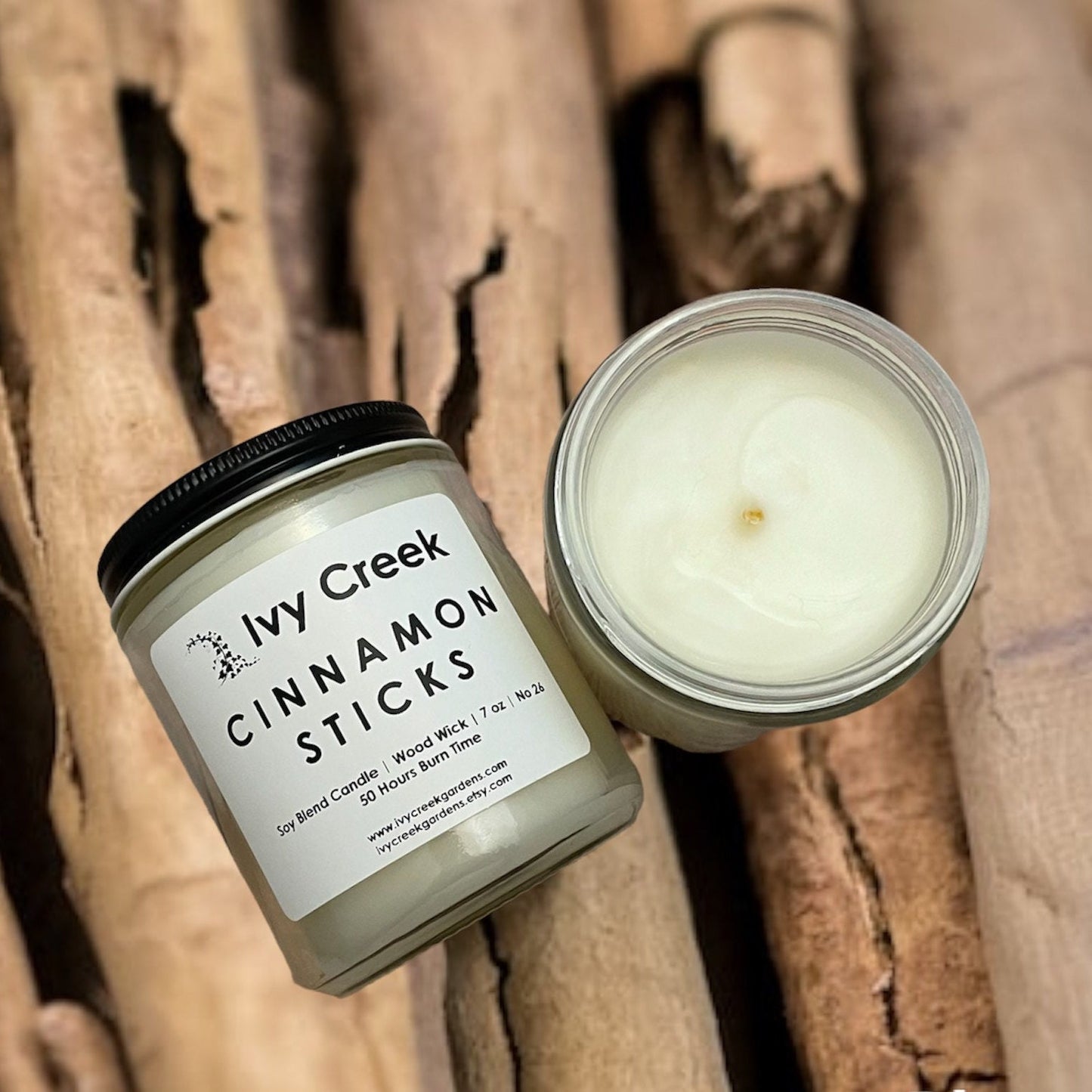 No 26 | Cinnamon Sticks Soy Blend Candle | Hand Poured | 7 oz | Cotton Wick | Small Batch | Clean Burning | Container Candle