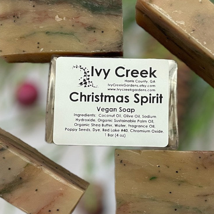 Ivy Creek Christmas Spirit Soap - Vegan, Natural, Fruity Holiday Scent - Handmade Soap Gift - 4.3 oz