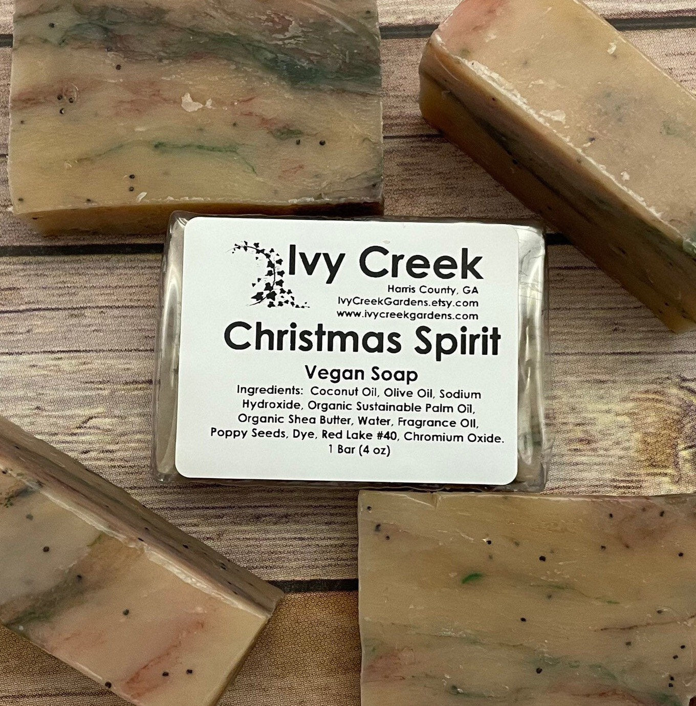 Ivy Creek Christmas Spirit Soap - Vegan, Natural, Fruity Holiday Scent - Handmade Soap Gift - 4.3 oz