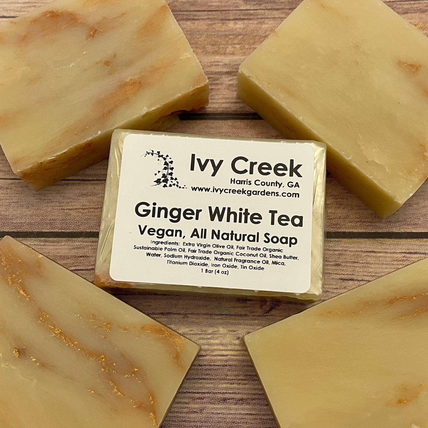 Ivy Creek Ginger White Tea Soap, Vegan Soap, Natural Soap, Holistic Soap, Gifts for Her, Gifts for Mom, Fair Trade Soap - 4oz