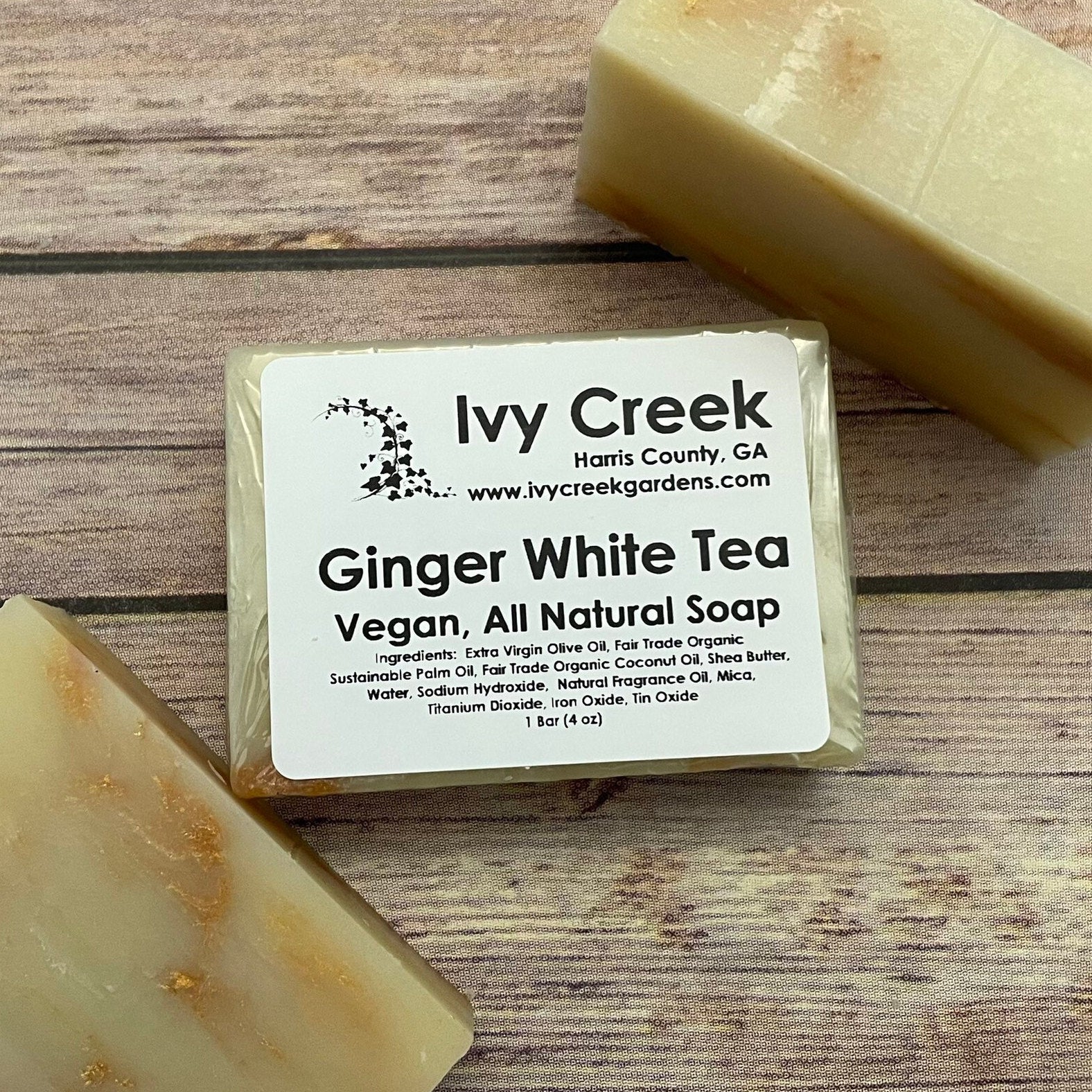 Ivy Creek Ginger White Tea Soap, Vegan Soap, Natural Soap, Holistic Soap, Gifts for Her, Gifts for Mom, Fair Trade Soap - 4oz