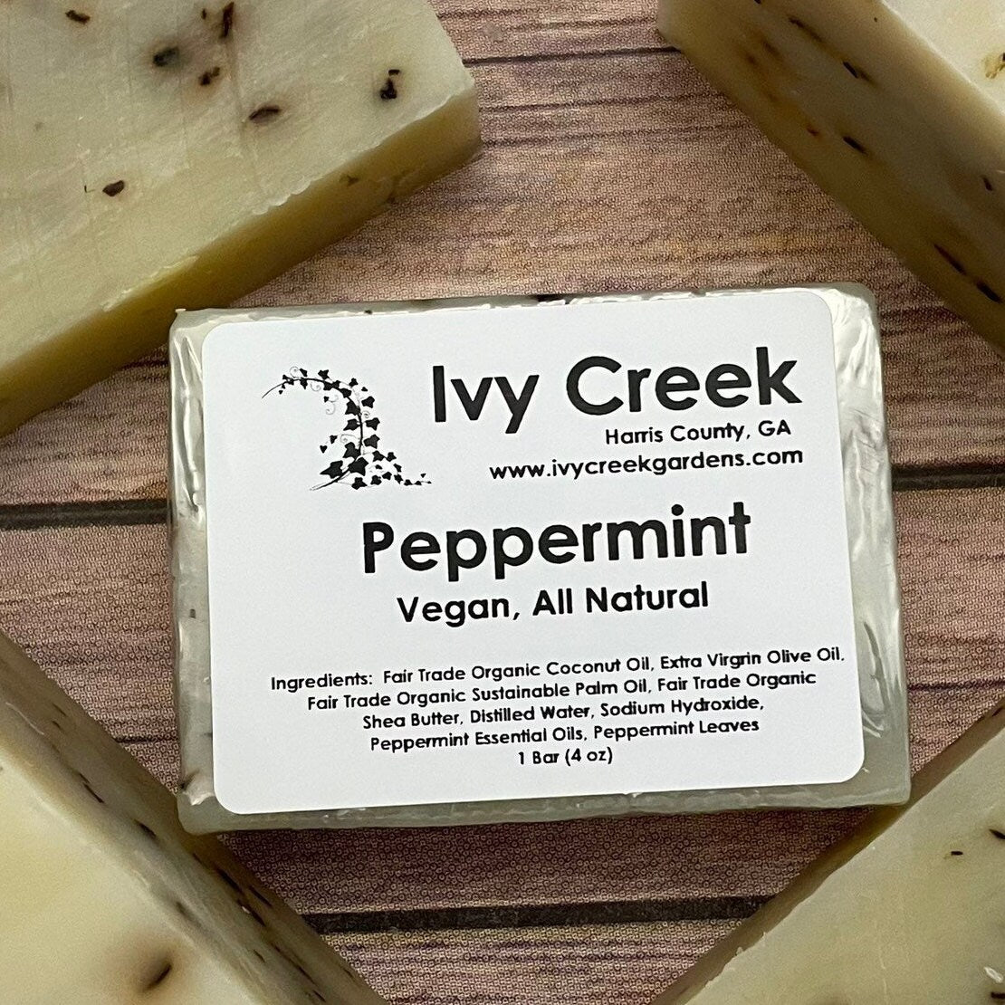 Ivy Creek Peppermint Vegan Soap | Natural, Holistic Soap for Her | Refreshing and Invigorating | Gifts for Mom | Fair Trade | 4 oz