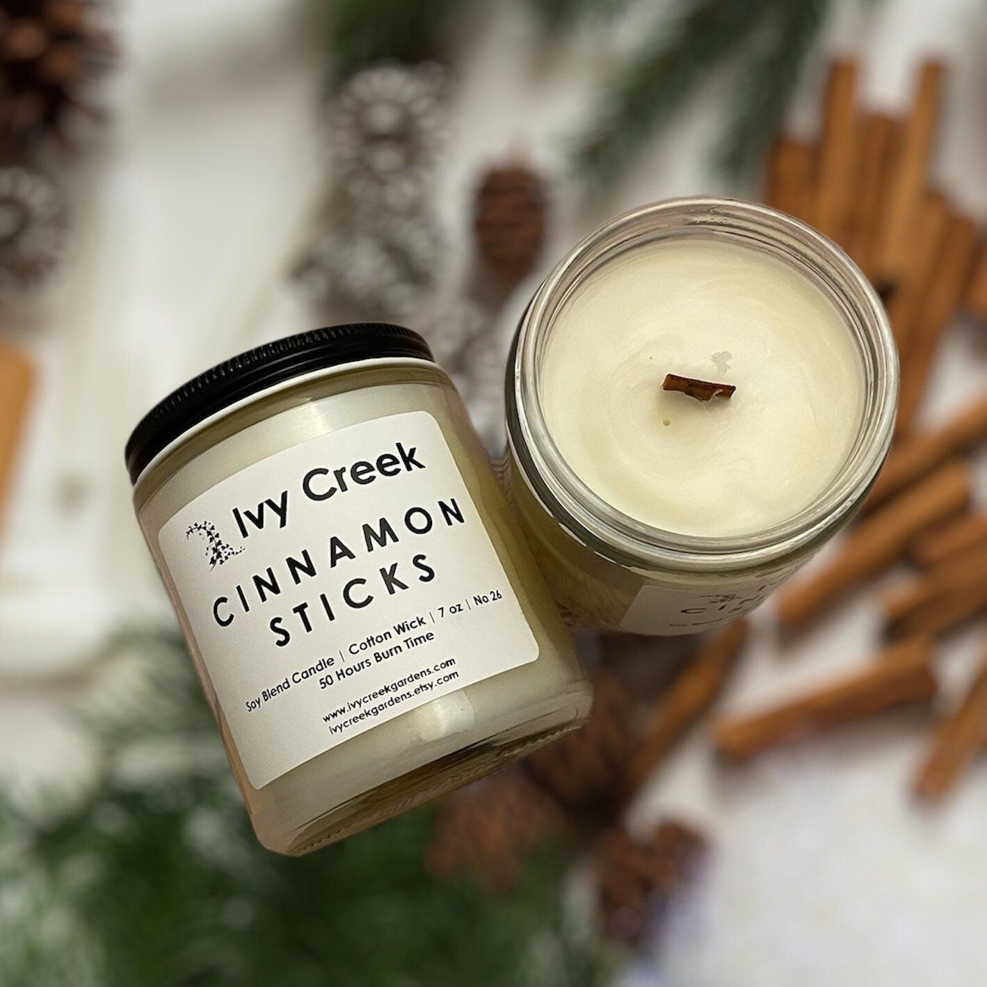No 26 | Cinnamon Sticks Soy Blend Candle | Hand Poured | 7 oz | Wood Wick | Small Batch | Clean Burning | Container Candle