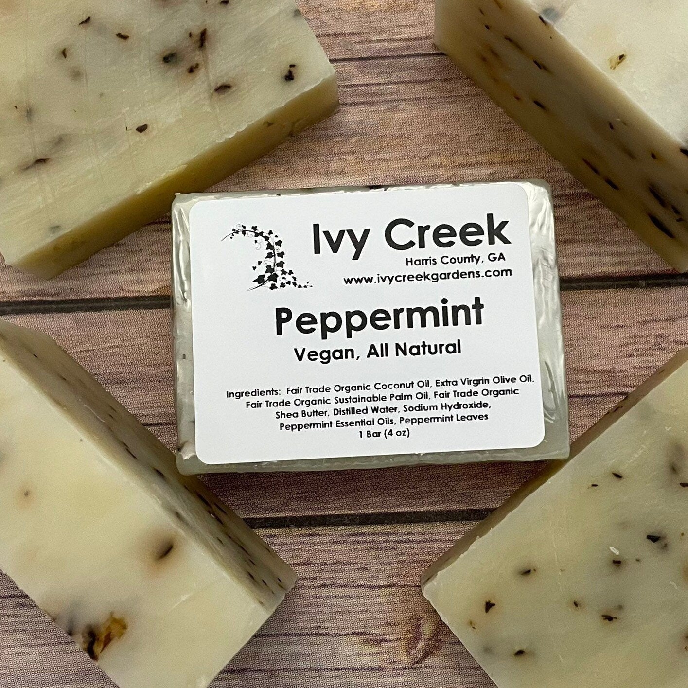 Ivy Creek Peppermint Vegan Soap | Natural, Holistic Soap for Her | Refreshing and Invigorating | Gifts for Mom | Fair Trade | 4 oz