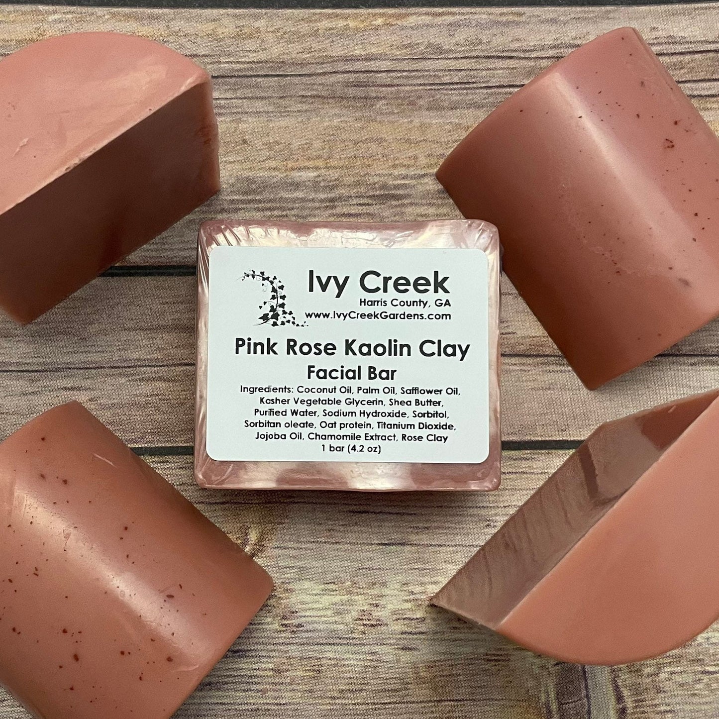 Ivy Creek Rose Kaolin Clay Facial Cleansing Bar | Natural Face Wash | Holistic Skincare | Rose Soap | Kaolin Clay Soap - 4.2 oz