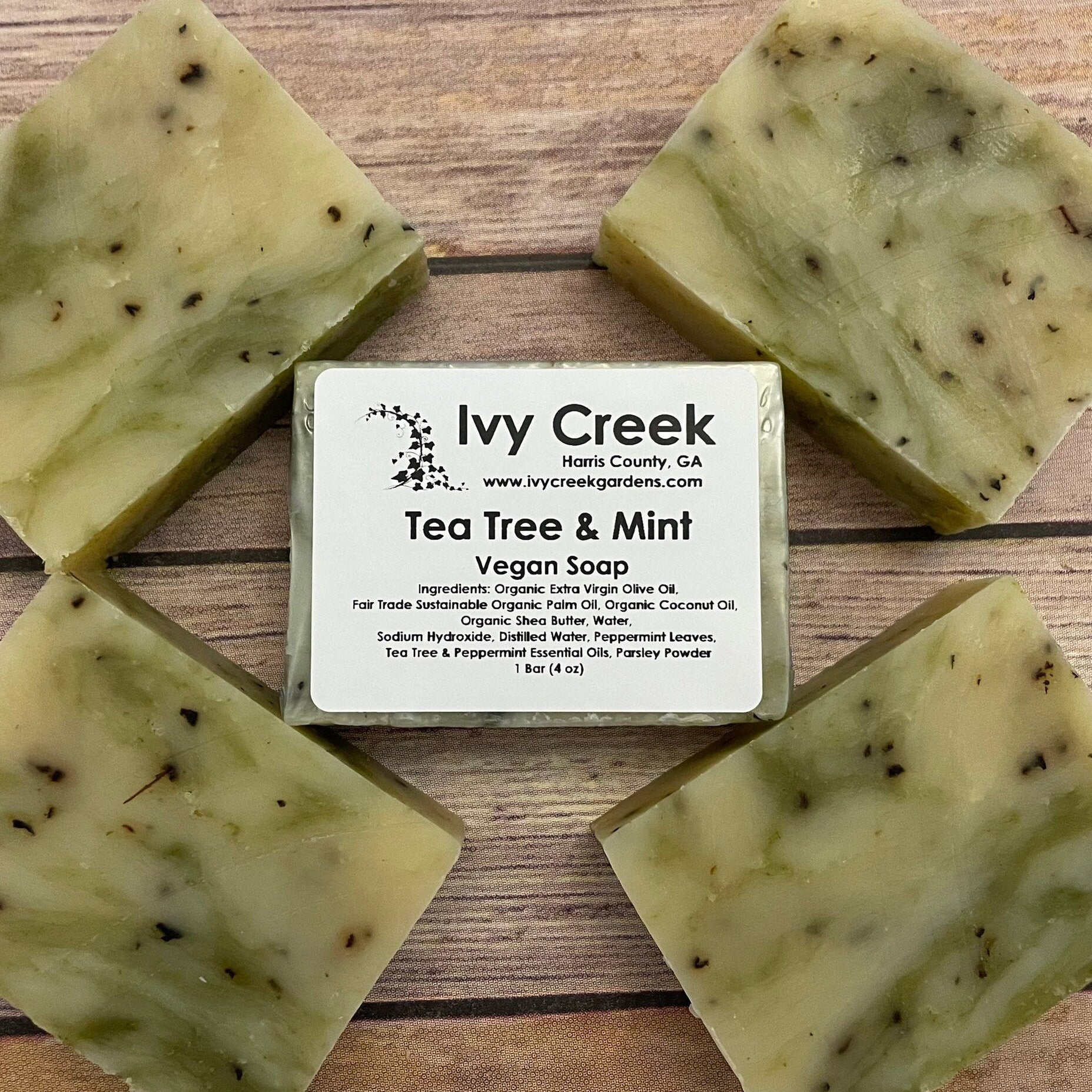 Ivy Creek Tea Tree & Mint Vegan Soap | Invigorating and Nourishing | Natural Soap Infused with Tea Tree and Peppermint Essential Oils | 4 oz
