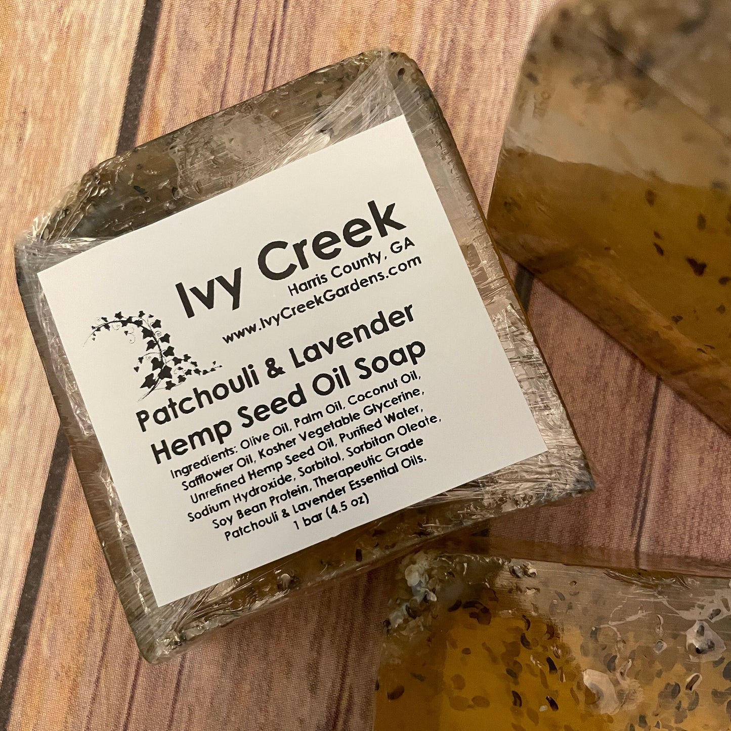 Ivy Creek Hemp Seed Oil Soap | Patchouli & Lavender Hemp Seed Oil Soap | Patchouli Soap | Lavender Soap | Natural | Therapeutic | 4.5 oz bar