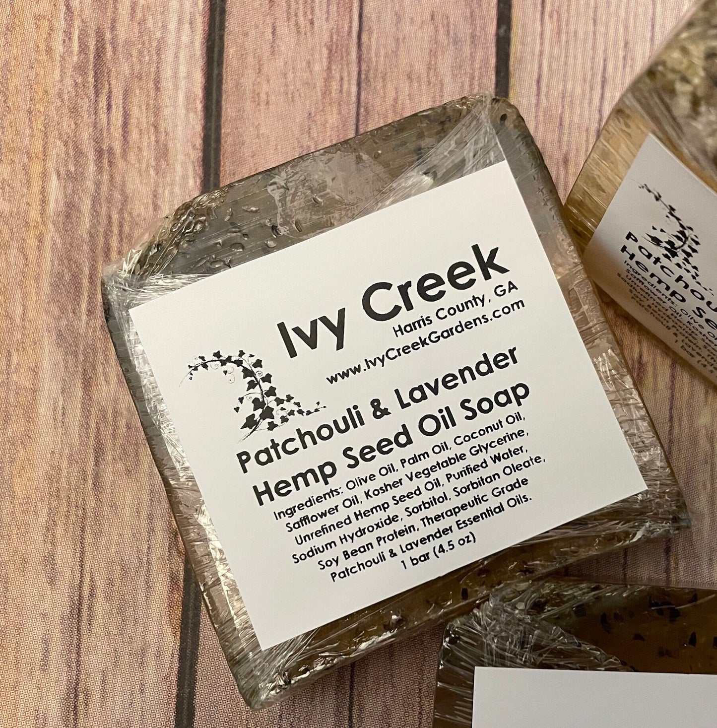 Ivy Creek Hemp Seed Oil Soap | Patchouli & Lavender Hemp Seed Oil Soap | Patchouli Soap | Lavender Soap | Natural | Therapeutic | 4.5 oz bar
