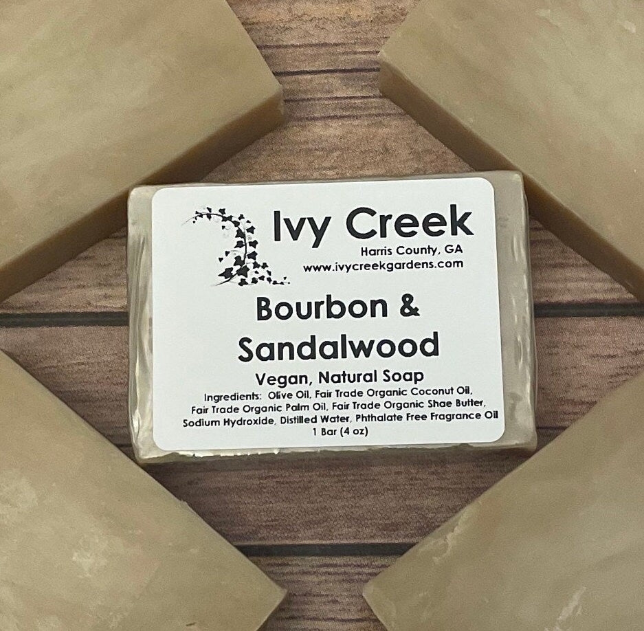 Ivy Creek Bourbon & Sandalwood Soap | Vegan | Natural Soap | Manly Gift | Gift for Him | 4 oz Bar