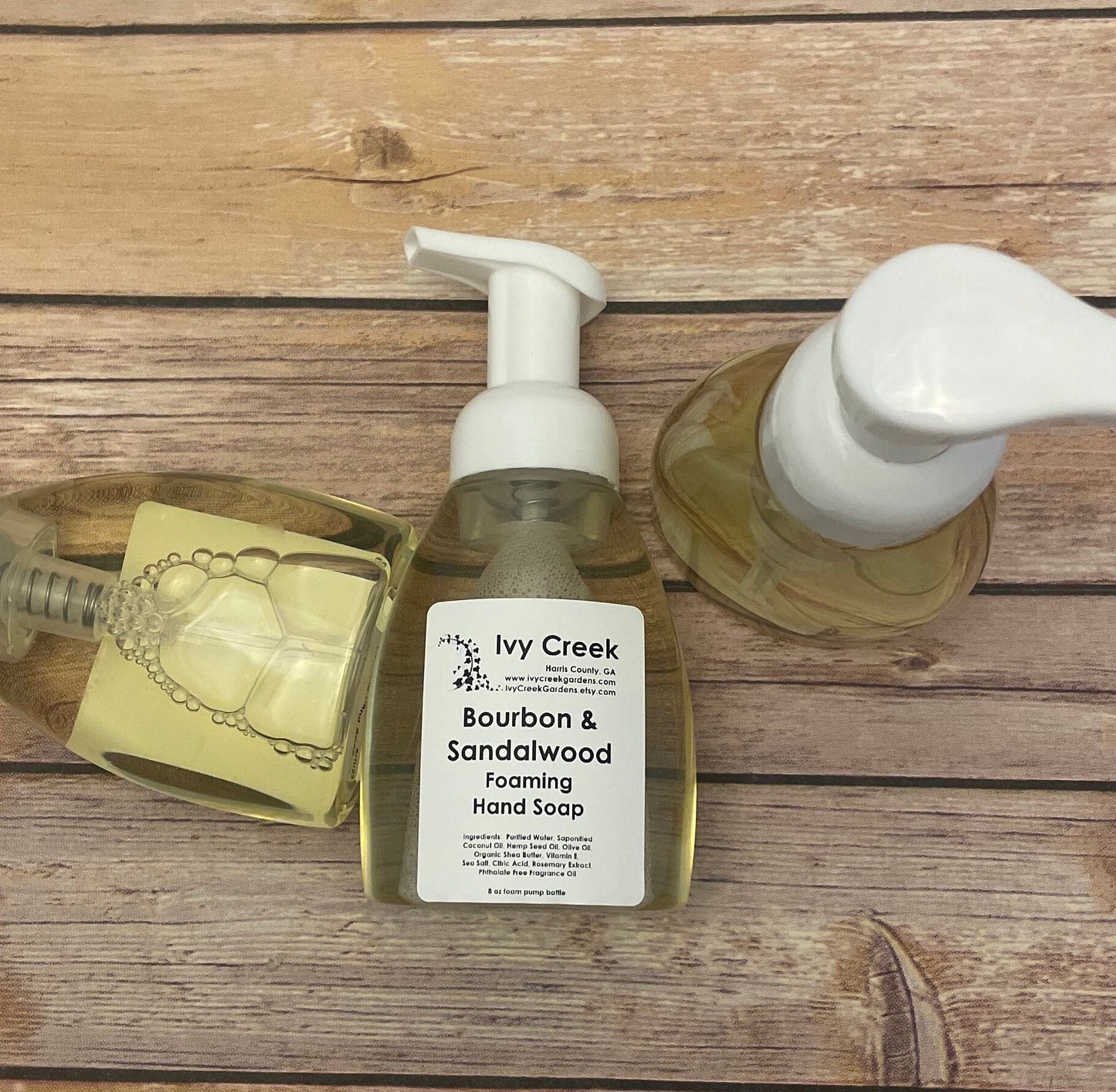 Ivy Creek Bourbon & Sandalwood Foaming Hand Soap | Luxurious Scented Cleanser | Vegan Skin Care | 8 oz Pump Bottle