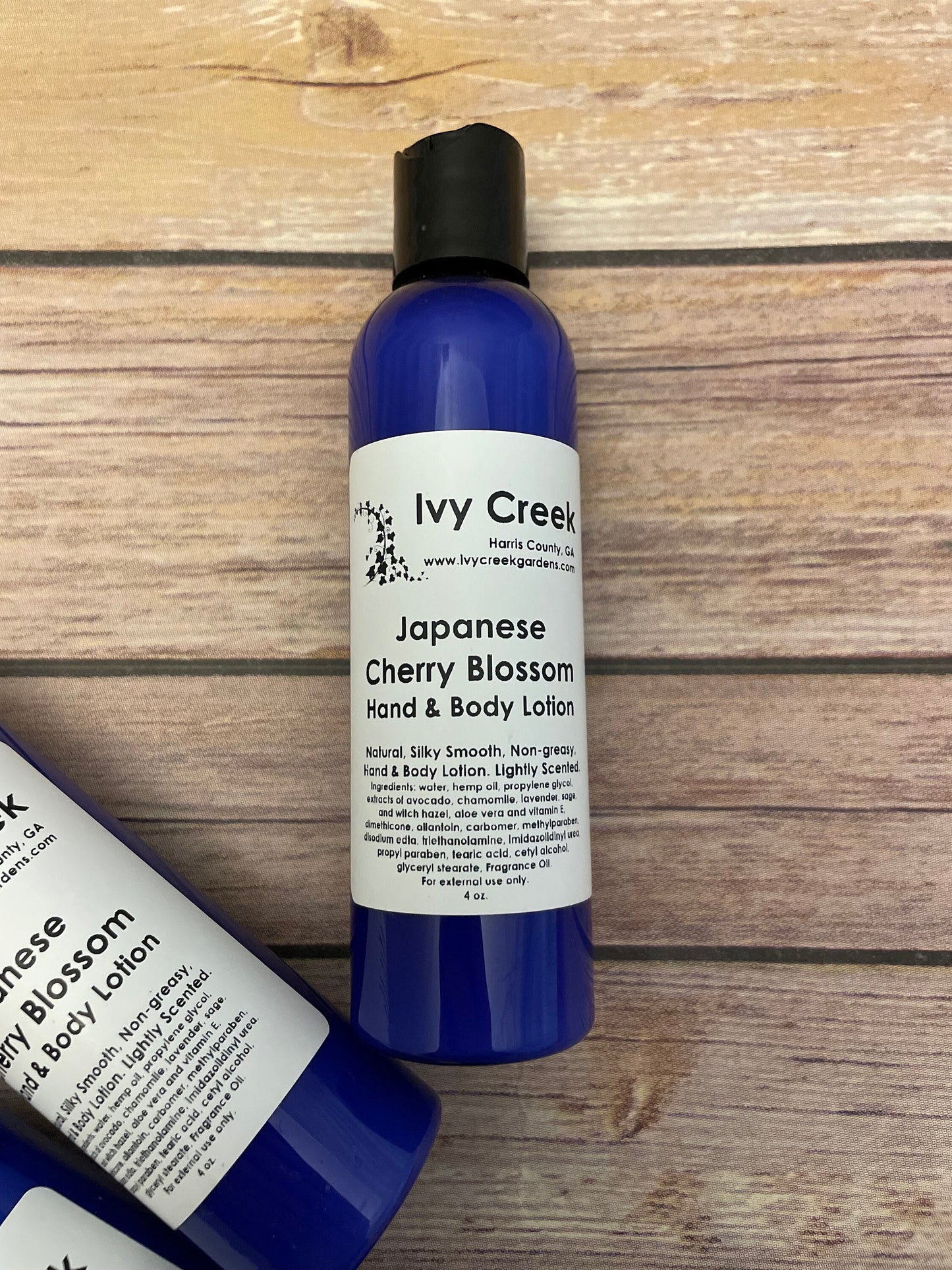Ivy Creek Japanese Cherry Blossom Silky Smooth Hand & Body Lotion - All-Natural, Holistic, Lightly Scented - Ready to Ship - 4 oz