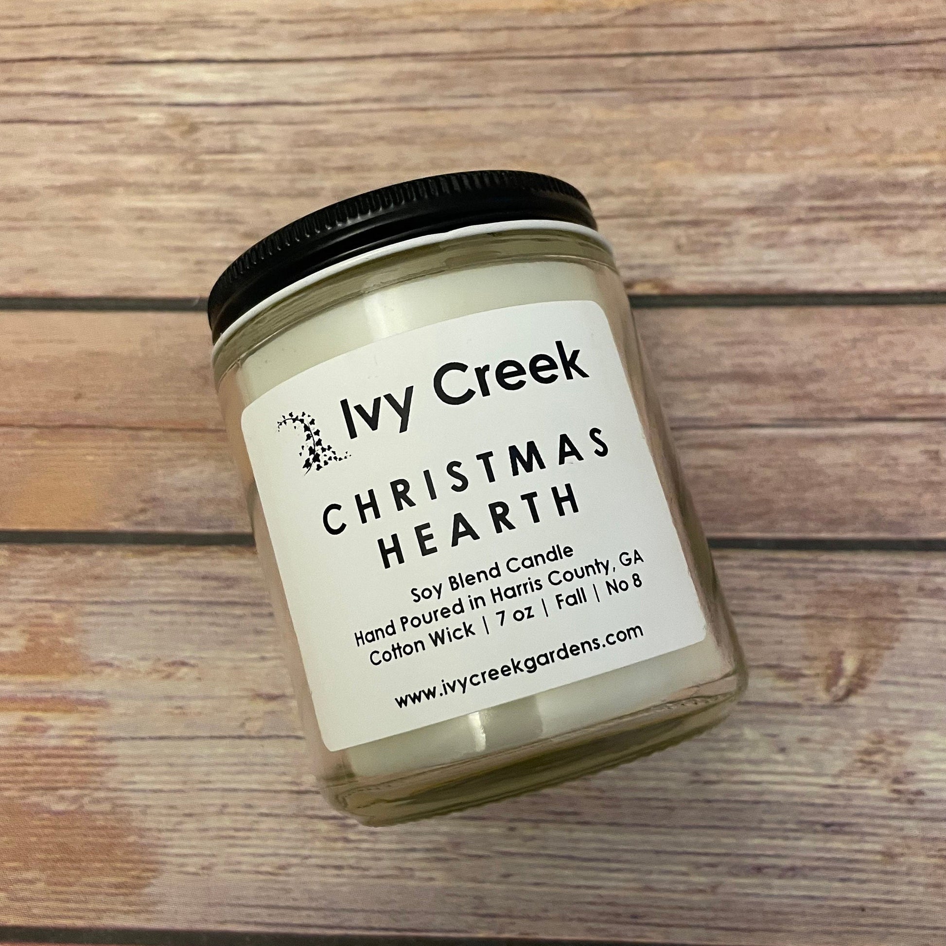 Ivy Creek No 8 | Christmas Hearth Soy Blend Candle | Hand Poured | 7 oz | Cotton Wick | Small Batch | Clean Burning | Container Candle