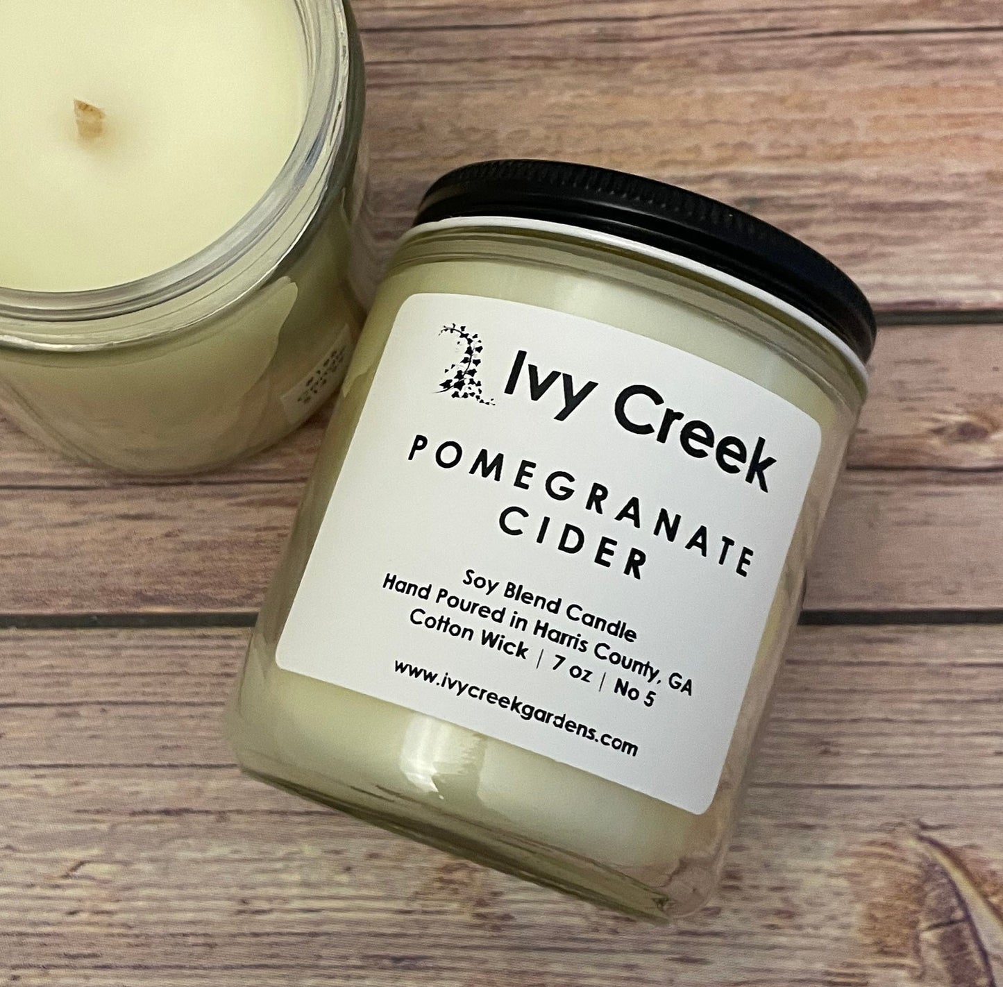 Ivy Creek No 5 | Pomegranate Cider Soy Blend Candle | Hand Poured | 7 oz | Cotton Wick | Small Batch | Clean Burning | Container Candle