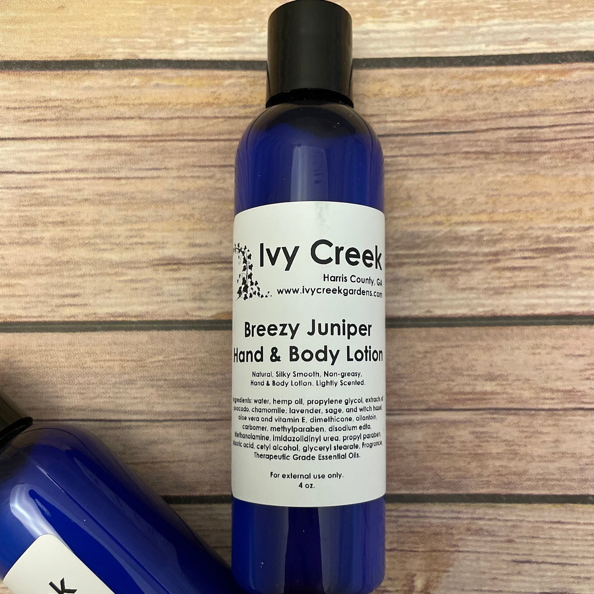 Ivy Creek Breezy Juniper Silky Smooth Hand & Body Lotion - All-Natural, Holistic, Lightly Scented - Ready to Ship - 4 oz