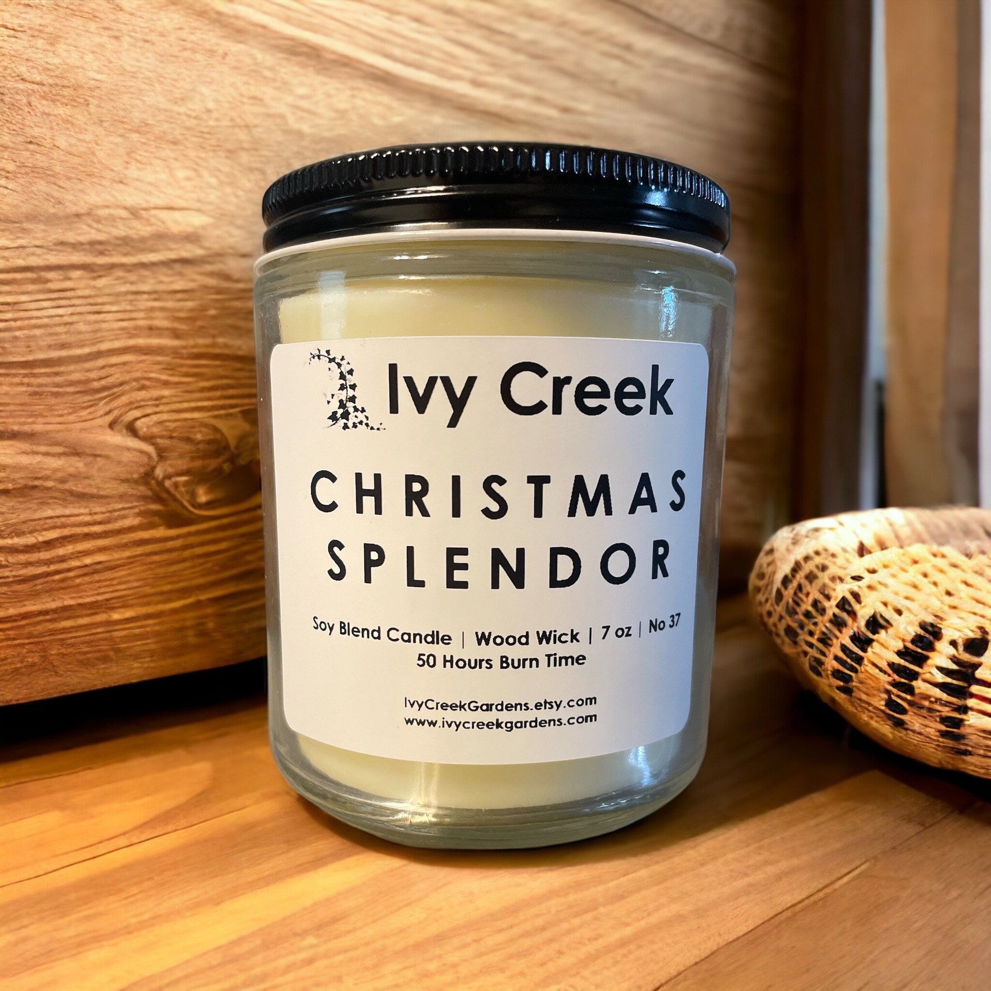 Ivy Creek No 37 | Christmas Splendor Soy Blend Candle | Hand Poured | 7 oz | Cotton Wick | Small Batch | Clean Burning | Container Candle