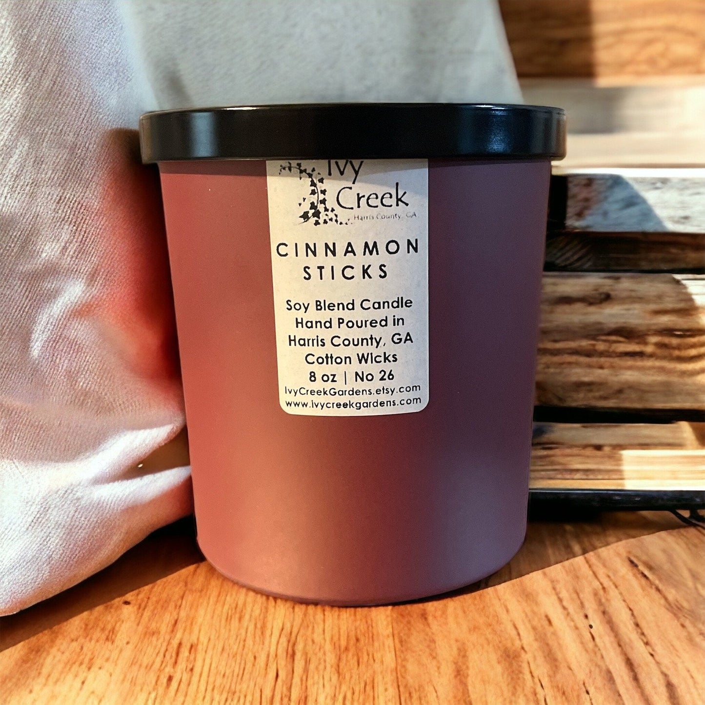 Ivy Creek No 26 | Cinnamon Sticks Soy Blend Candle | Hand Poured | 8 oz | Cotton Wick | Small Batch | Clean Burning | Christmas
