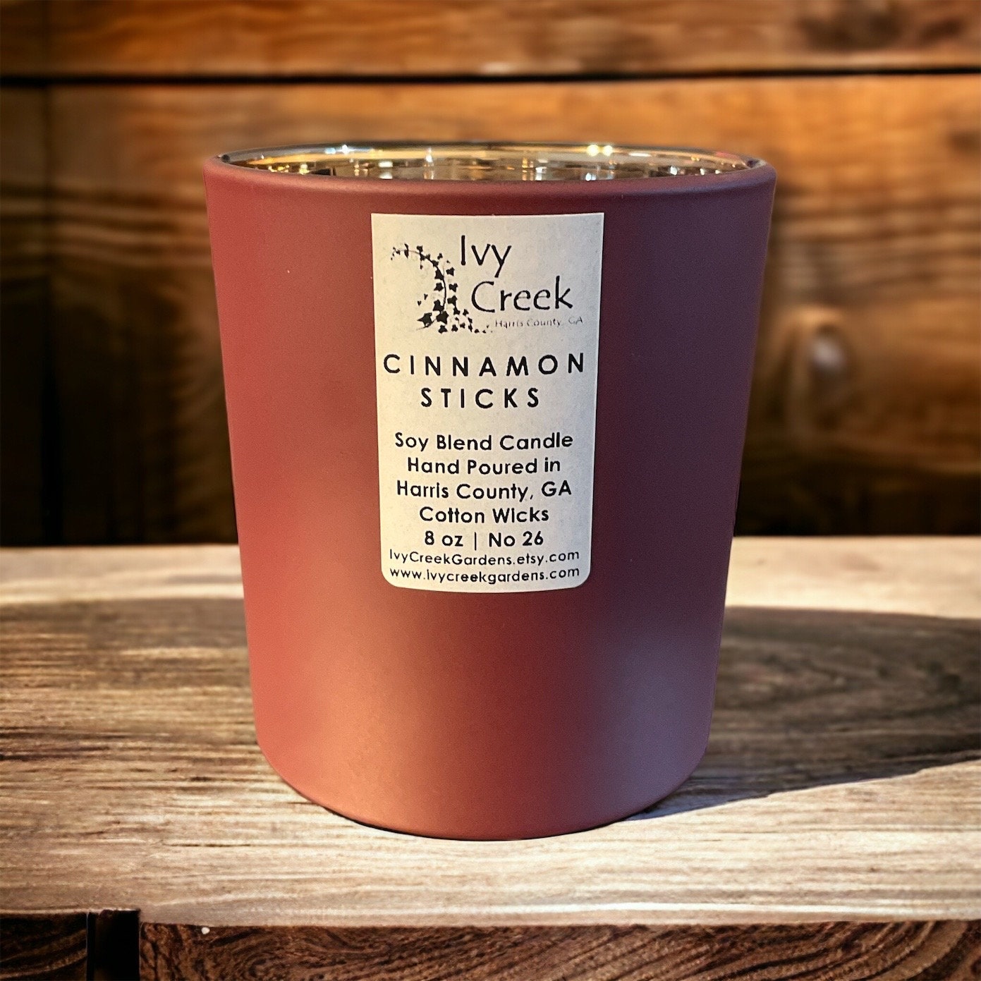 Ivy Creek No 26 | Cinnamon Sticks Soy Blend Candle | Hand Poured | 8 oz | Cotton Wick | Small Batch | Clean Burning | Christmas