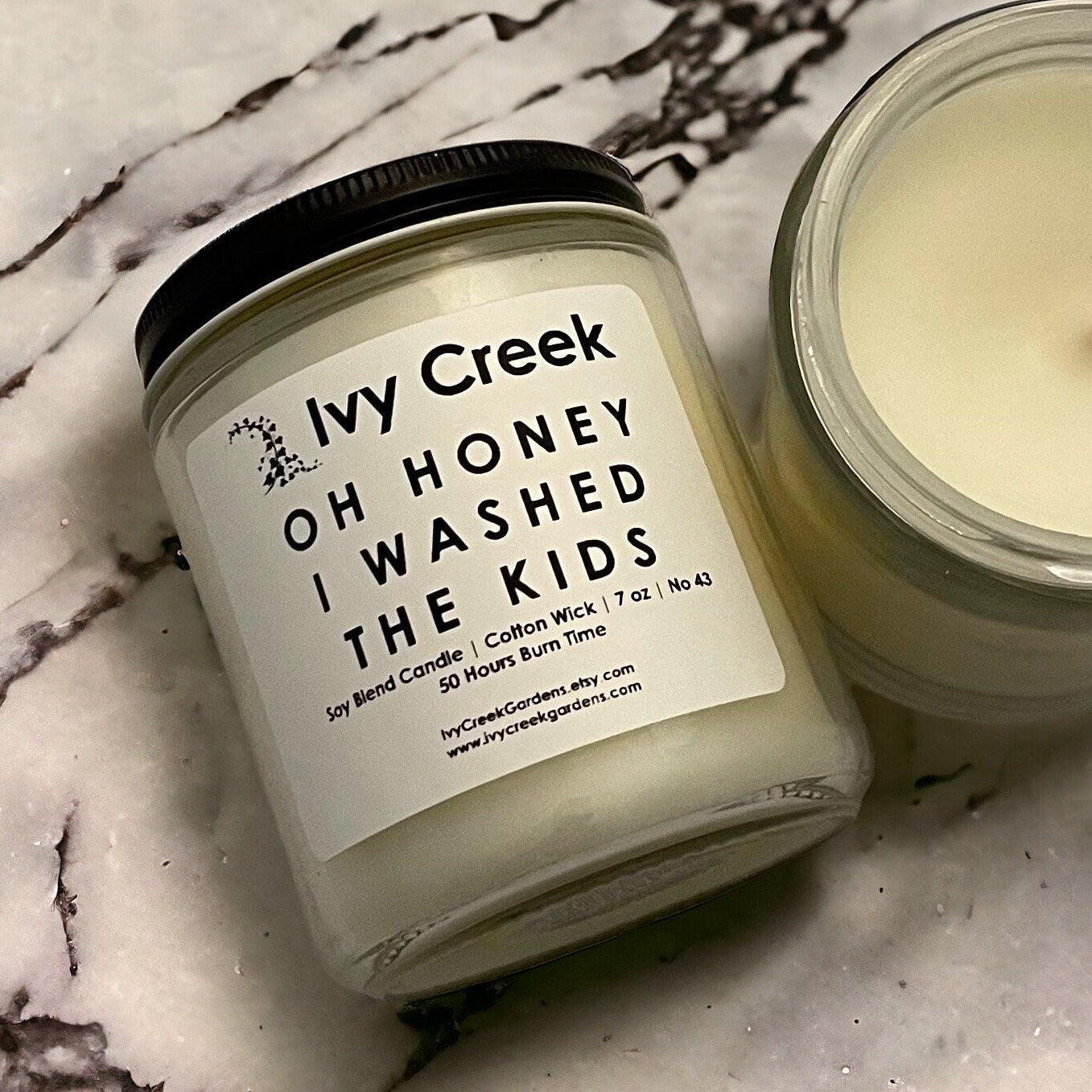 Ivy Creek No 43 Oh Honey I Washed the Kids - 7 oz , Hand Poured, Cotton Wick, Small Batch, Clean Burning, Container Candle
