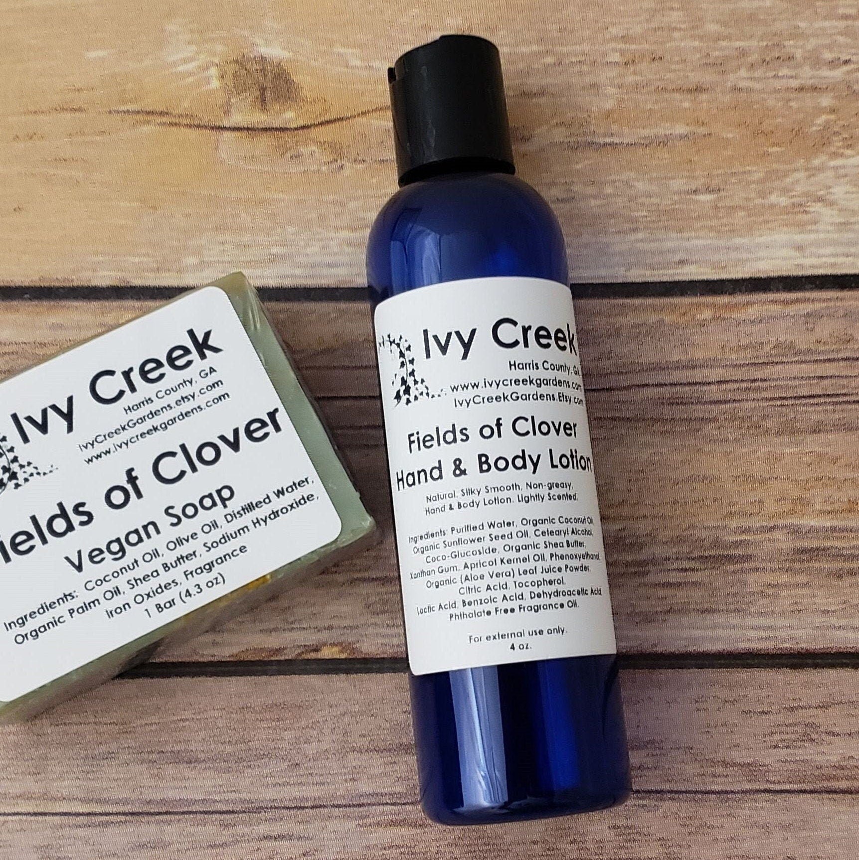 Fields of Clover Hand & Body Lotion Set | Vegan | Soap Gift | Handmade Lotion | Gift for Mom | Friend Coworker | 4 oz
